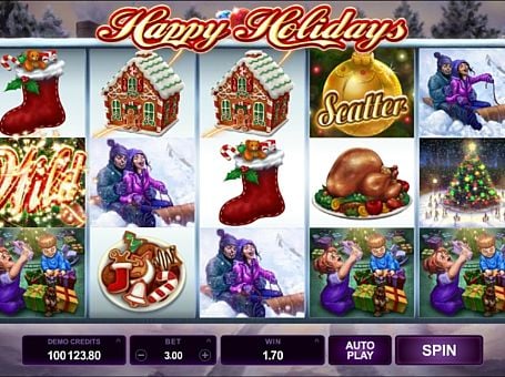 Выигрышная комбинация символов в автомате Happy Holidays